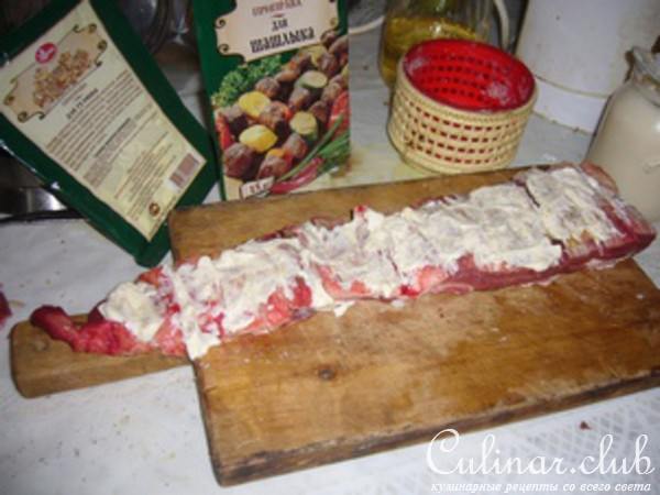 Ребрышки запеченые с грибами и сыром