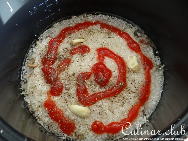 Баранина, тушеная с квашеной капустой и рисом в мульте