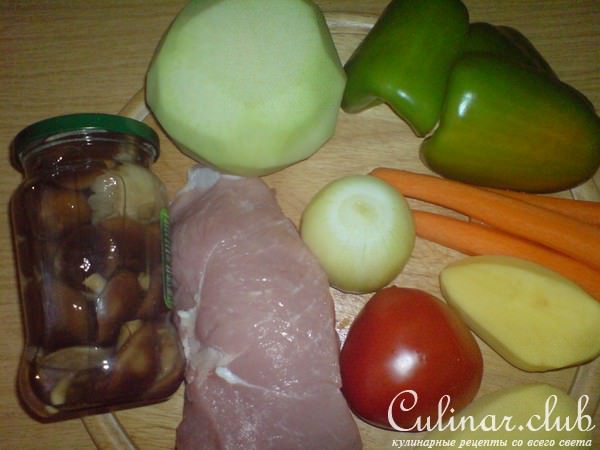 Мясо-овощное ассорти в горшочке