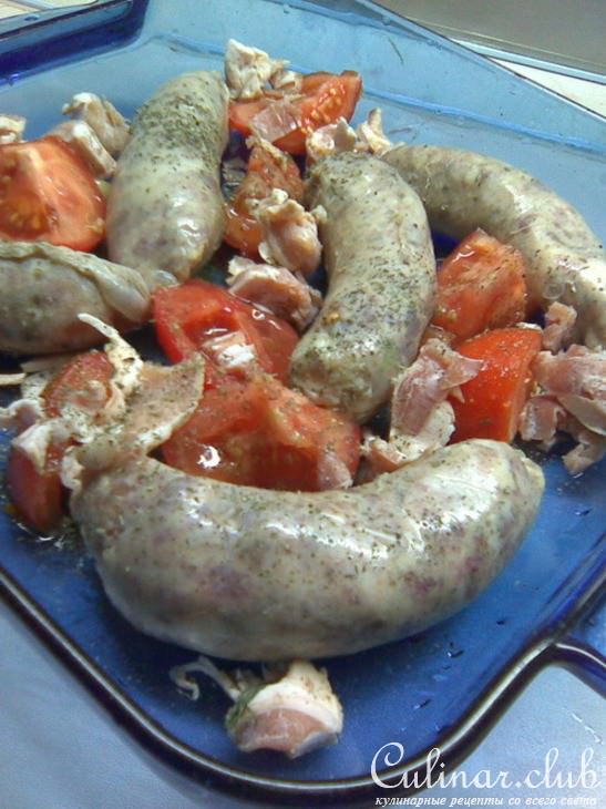 Колбаски, запеченные с овощами и травами. Вариация на тему. Ну и конечно хлебушек, куда без него