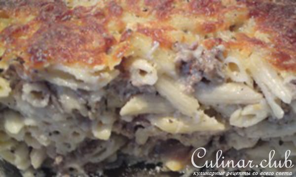 Паста с фаршем под сырной корочкой