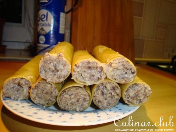 Мясной рулет с грибной начинкой в каннеллони