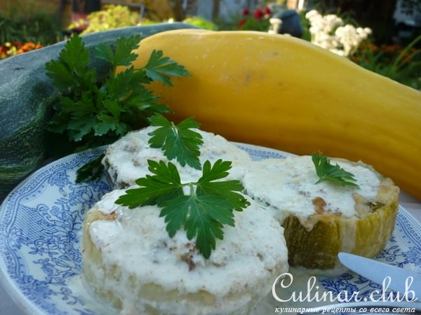 Кабачок фаршированный КОЛПАЧКАМИ……кольчатыми