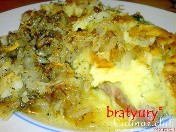 Запеканка картофельная с колбасками домашними. Убаюкивающий позитивный рецепт