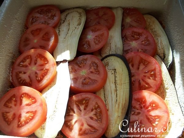 Запеканка из баклажанов с пюре из сельдерея и бараниной