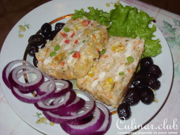Куриный хлебец с овощами, с "сырно-куражной" начинкой 