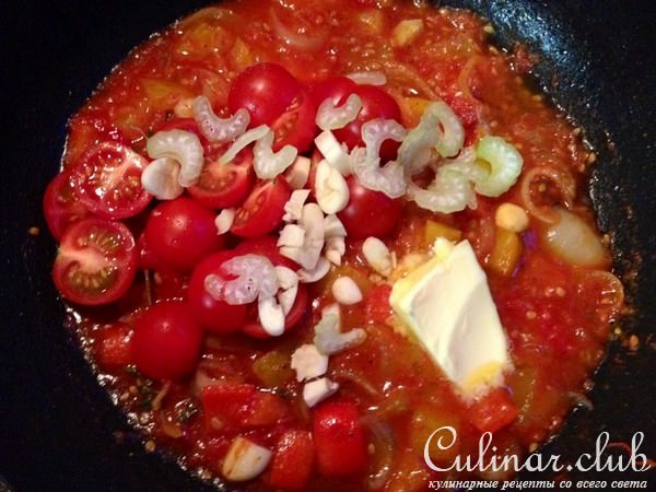 Зеленые фетучини с овощами (вегетарианский)