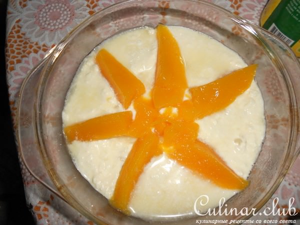 Макаронная запеканка с творогом и консервированным манго