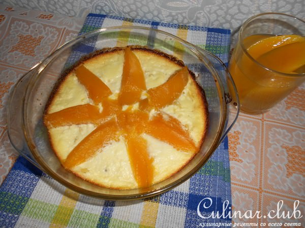 Макаронная запеканка с творогом и консервированным манго