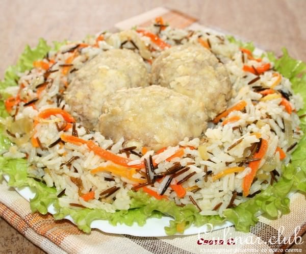 Мясные мини-зразы с сырной начинкой с рисом Басмати MIX и овощами "Птичье гнездо" за 20 минут