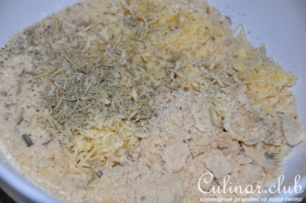 Индейка в сырно-ореховой панировке + брюссельская капуста с чесноком