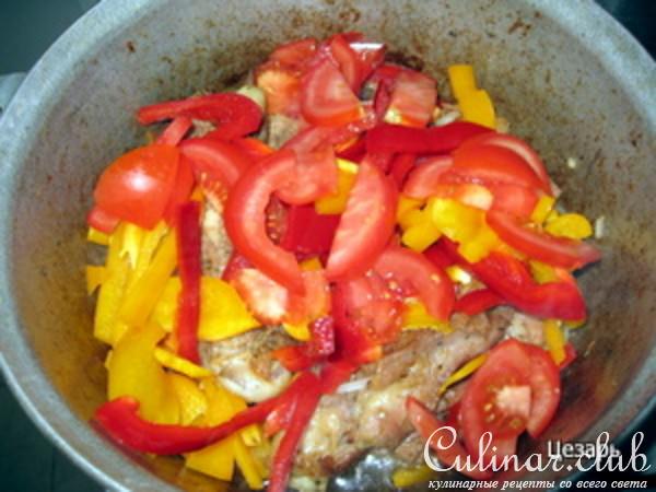 Мясо индейки с овощами. 