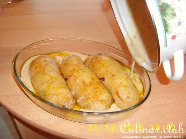 Куриные рулетики с грибной начинкой.