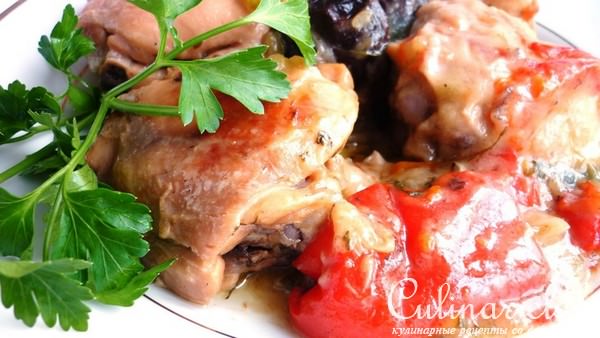 Ароматная курица с овощами (мультиварка)