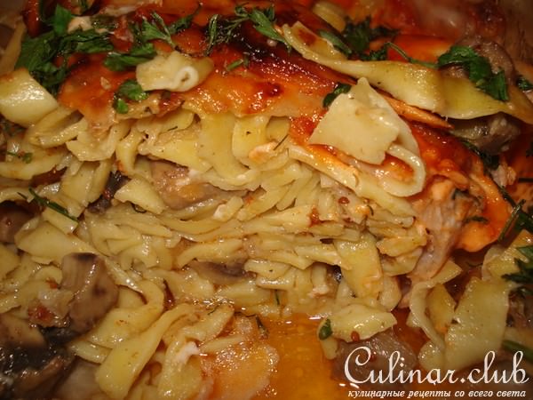 Курица фаршированная домашними тельяттели