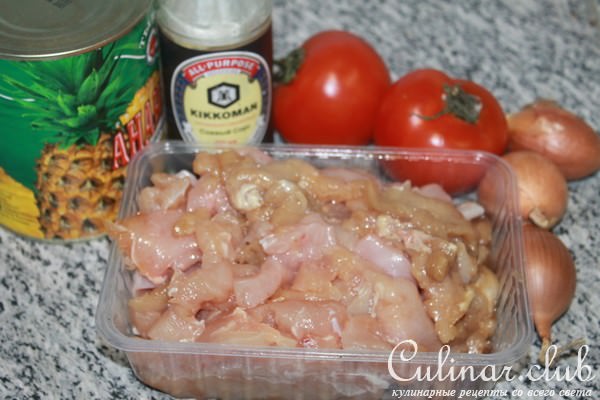 Курочка по-тайски в остром кисло-сладком соусе 