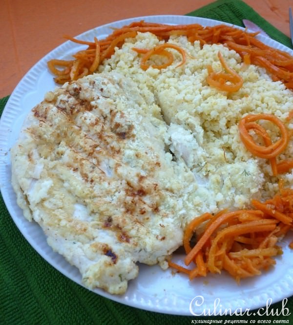 Куриное филе в картофельной "шубке" с золотым пшеном за 25 минут