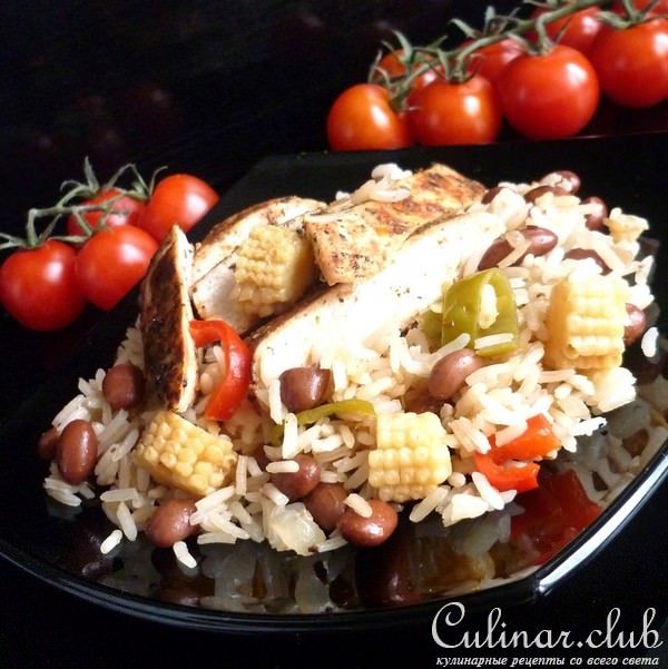 Нежная курица по-итальянски с креольским рисом