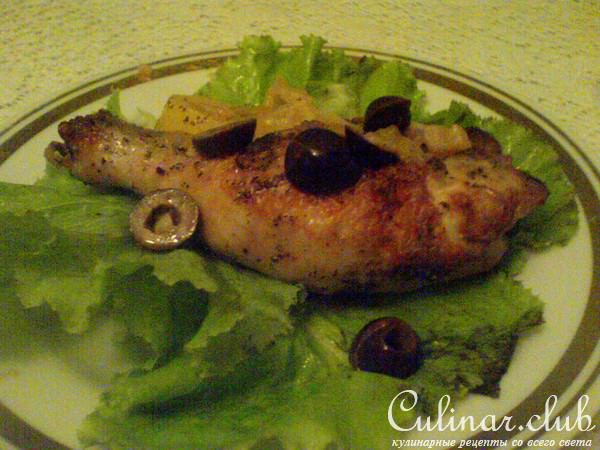 Курица с лимоном и маслинами