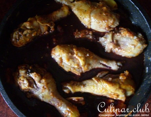 Голень цыпленка в красном вине или почти Coq au vin