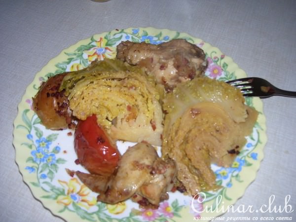 савойская капуста с курицей в духовке