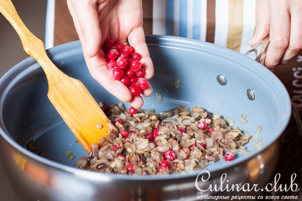 Куриные рулеты с красной смородиной и лесными грибами