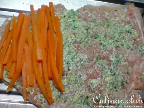 Рулеты из индейки с овощами
