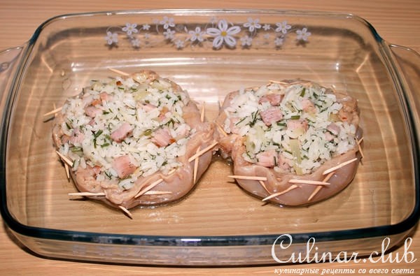 Куриные "тарелочки" с рисом и ветчиной