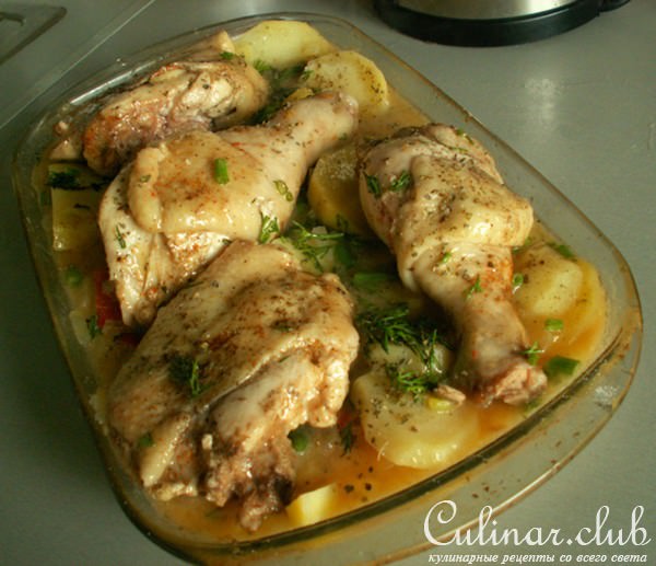 Куриные ножки с запеченными овощами
