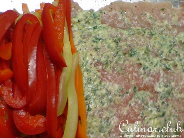 Рулеты из индейки с овощами