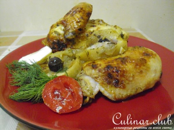 Медовая курочка с яблоками