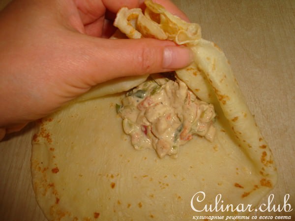 Блинные мешочки с начинкой