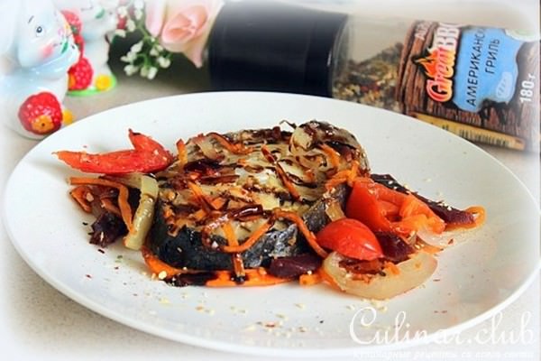 Запеченные стейки сайды с овощами 