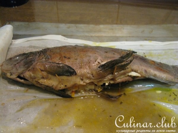 Рыба фаршированная овощами и плавленым сырком