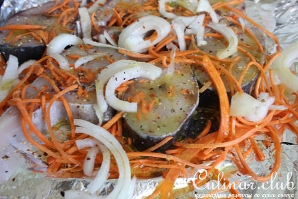 Запеченные стейки сайды с овощами 