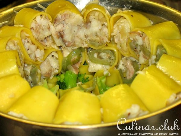 Тортик-Паста с рыбой и брокколи