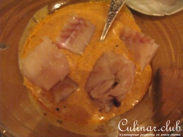 Шашлык из трески с зелёным соусом