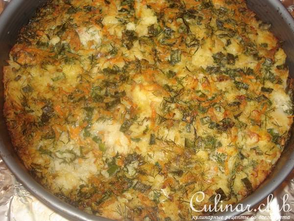рисовый пирог с морским языком под сырной корочкой