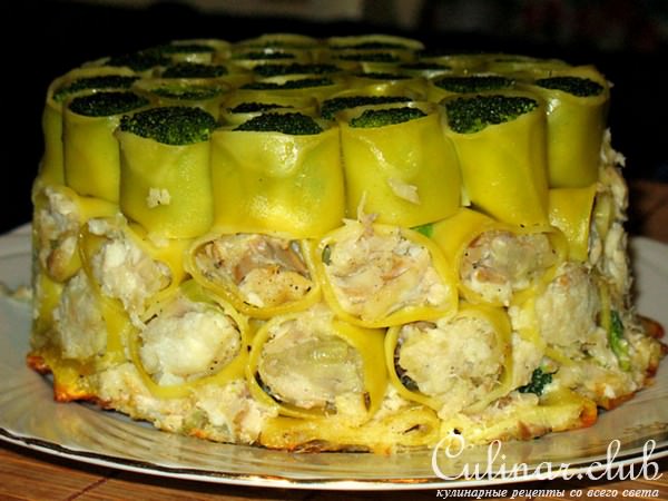 Тортик-Паста с рыбой и брокколи