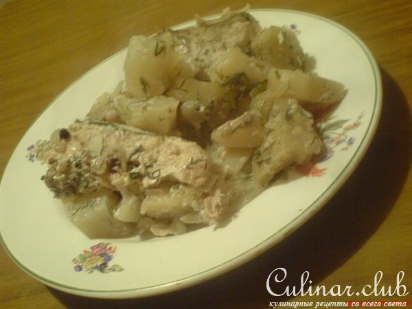 рыба с картофелем, запечённые в рукаве