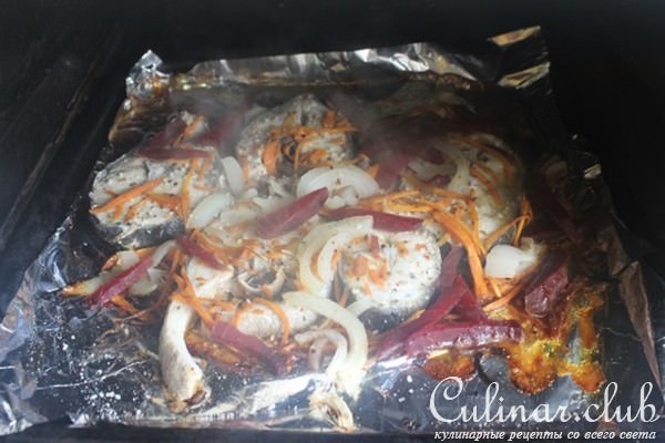 Запеченные стейки сайды с овощами 