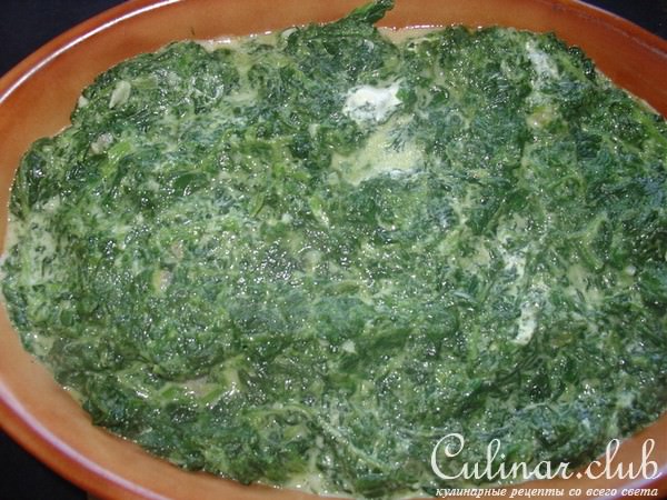 Рыбная запеканка со шпинатом и картофелем.
