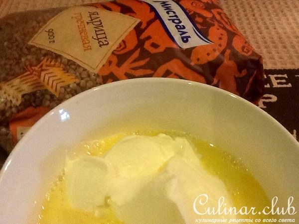 Каша гречневая с грибами и печенью в сальнике