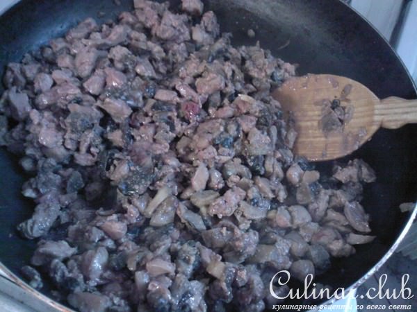 блинчики с грибами и печенью цыплёнка