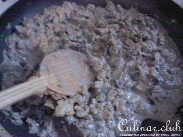 блинчики с грибами и печенью цыплёнка