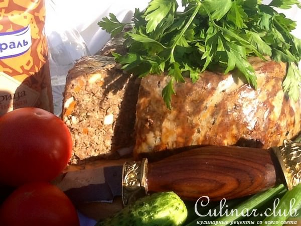 Каша гречневая с грибами и печенью в сальнике