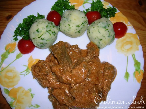 Печень по-строгановски