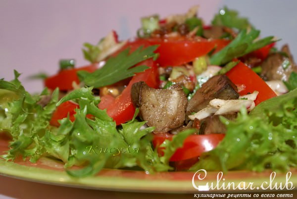 Куриная печёнка с беконом и редисом