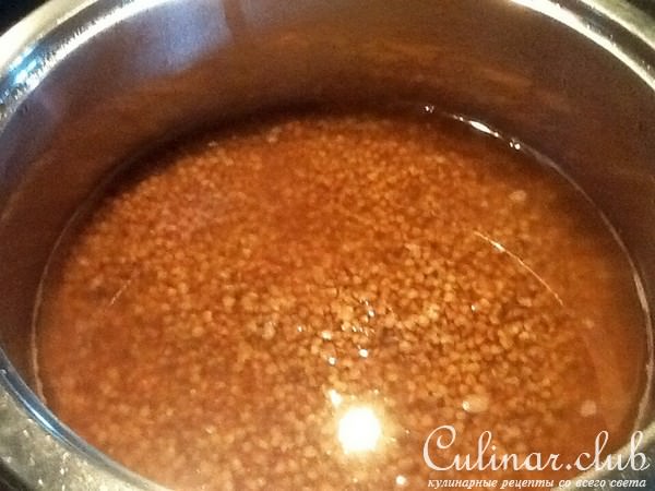 Каша гречневая с грибами и печенью в сальнике