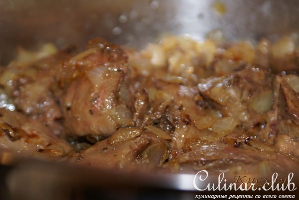 Печень индейки с бананом и ромом